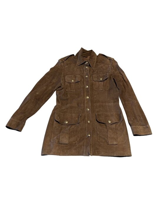 Rena Lange Jeans Jackets & Blazers - Rena Lange Jeans Brown Leather Suede Button Front Jacket Women's Size S/M